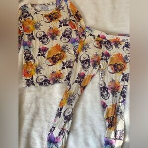 Little Bum Bums Colorful Skull Print Kids Pajama Set 2T Bums and Roses